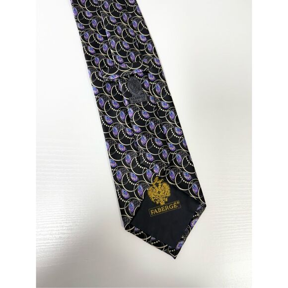 Fabergé Eggs Mens Multicolor Intricate Design Silk Tie XL - Picture 3 of 4
